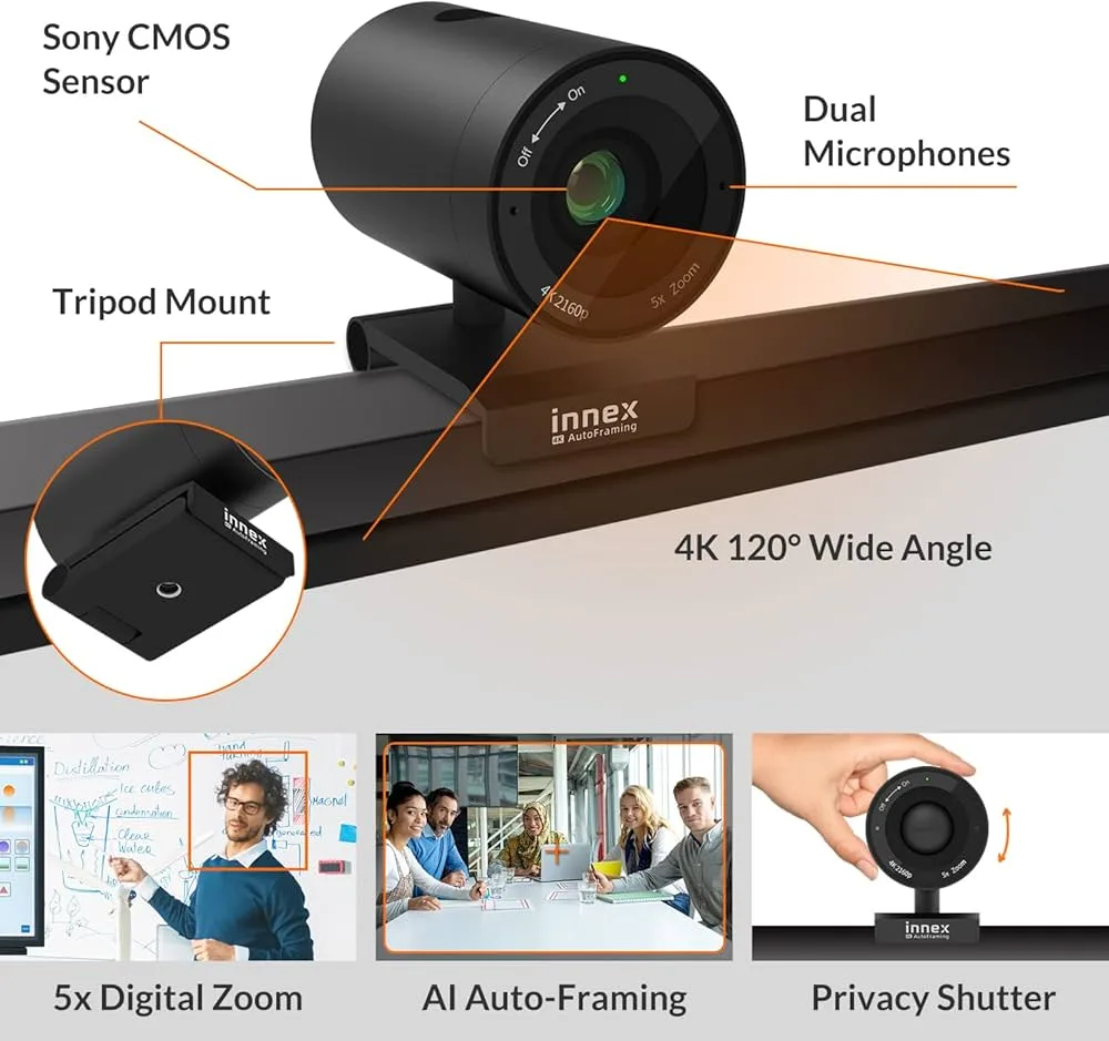 Innex C570: 4K Conference Webcam with AI Framing - Image 2